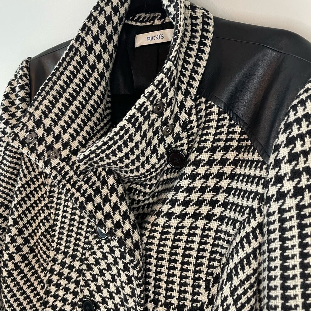 Ricki's Monochrome Houndstooth Trench Coat Jacket - Picture 5 of 15
